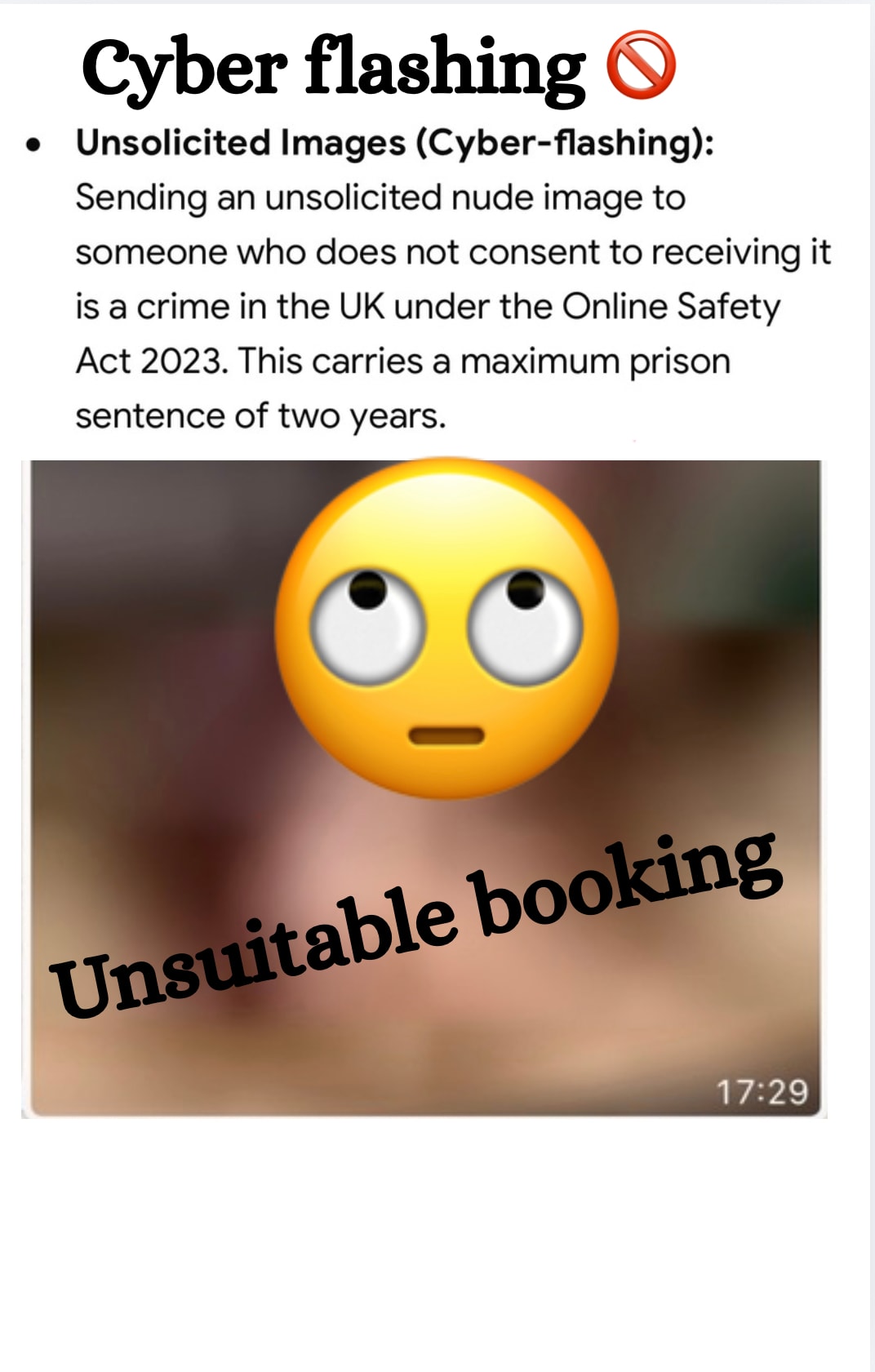 Excerpt from Unsuitable Booking showing an unsuitable client enquiry